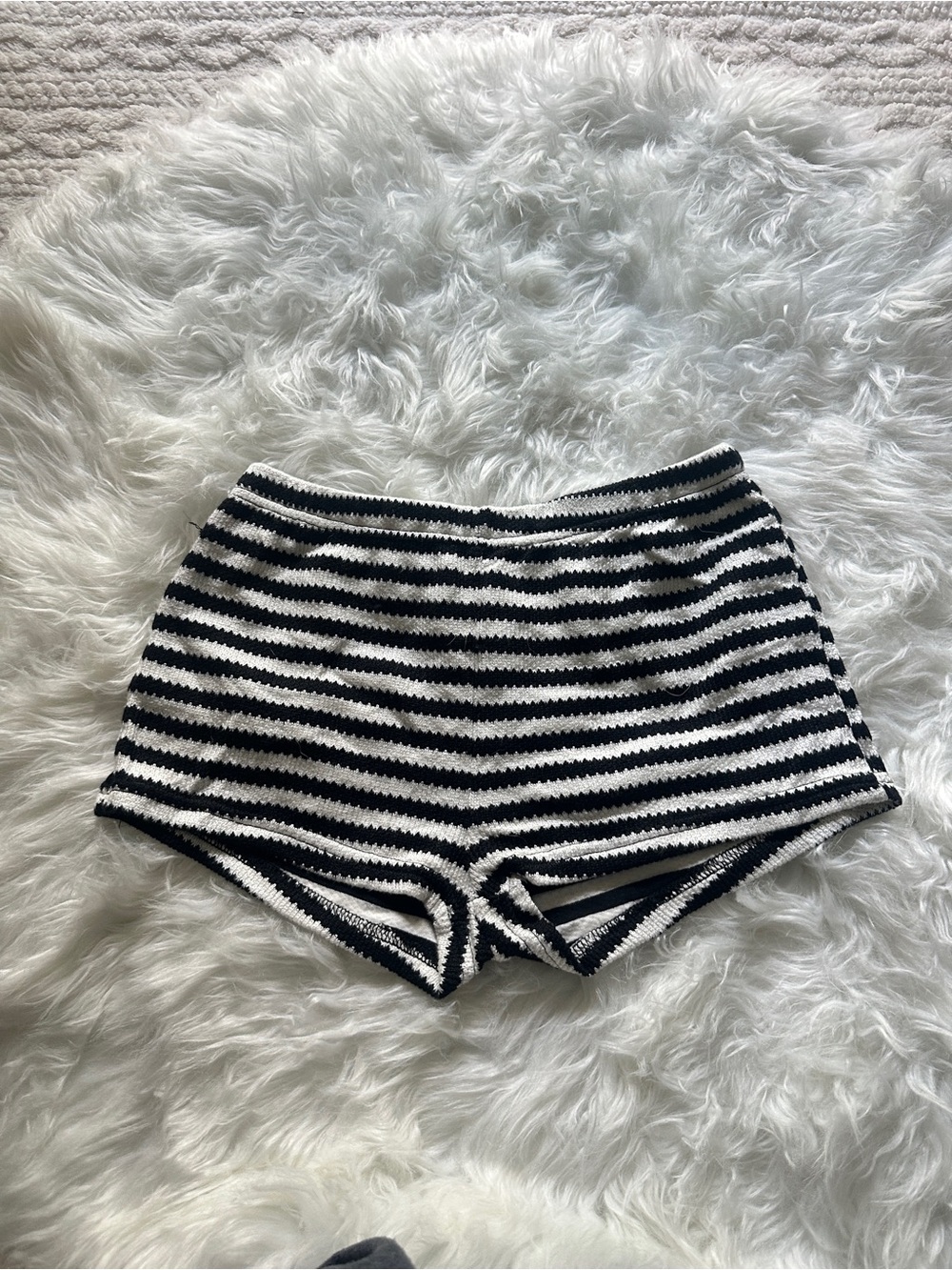 Striped Knit Women’s Shorts - Black & White